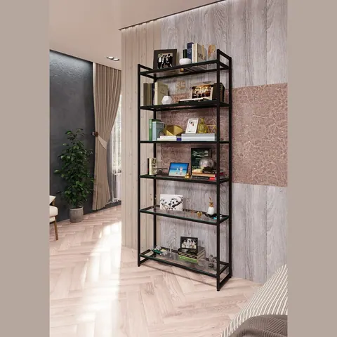 PORTA-I2009Ч Стеллаж лофт со стеклянными полками