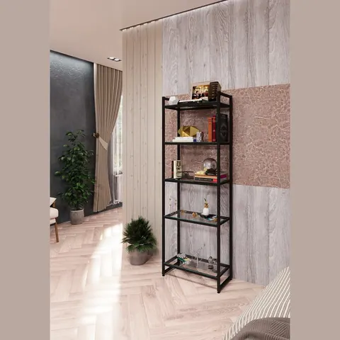 PORTA-I1706Ч Стеллаж лофт со стеклянными полками