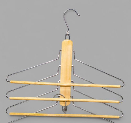 H44-4 Вешалка для одежды с деревянной перекладиной 4-х ярусная 