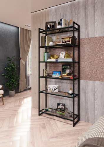 PORTA-I2009Ч Стеллаж лофт  со стеклянными полками