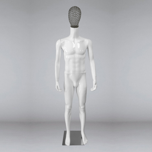 MR1-1-metal head Манекен мужской глянцевый с металлической головой
