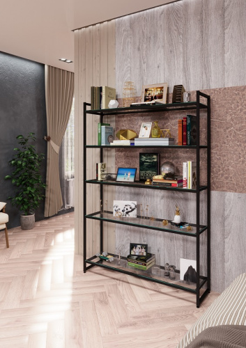 PORTA-I1712Ч Стеллаж лофт со стеклянными полками