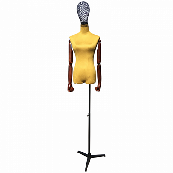 SS-K522 Манекен порт-демонстр. женский с головой на металлической подставке, шарнирные руки (дерево)