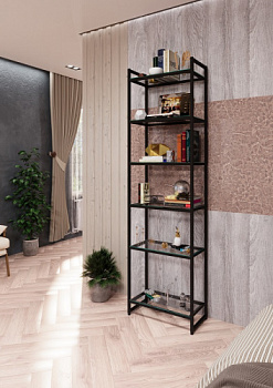 PORTA-I2006ЧСтеллаж лофт  со стеклянными полками