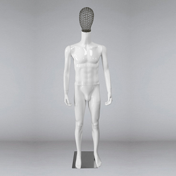 MR1-1-metal head Манекен мужской глянцевый с металлической головой