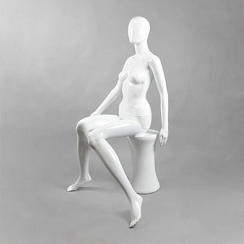 FA-6 Манекен женский сидячий с тумбой глянцевый без лица