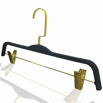 SM-05*GC-B/W Вешалка-плечики с зажимами для юбок и брюк, с виниловым напылением (soft-touch)L-380 мм