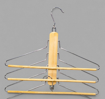 H44-4 Вешалка для одежды с деревянной перекладиной 4-х ярусная 
