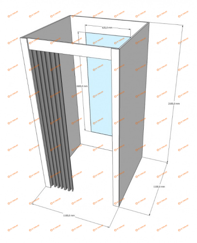 Примерочная кабина 1-секция для ПВЗ и магазина ПВЗ-1