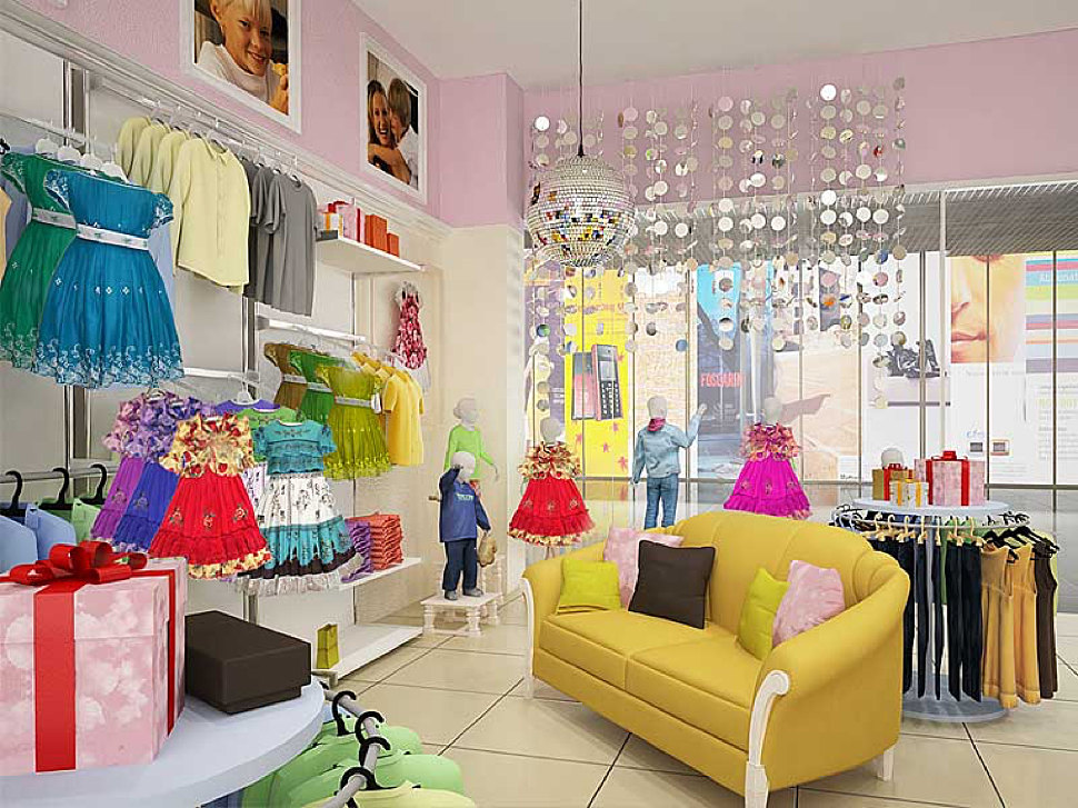 Как красиво оформить детский магазин одежды