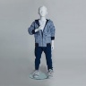 Манекен детский матово-белый на стеклянном основании, 6 лет мальчик,120 см 9003К Манекен детский матово-белый на стеклянном основании, 6 лет мальчик,120 см 9003К